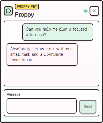 Froppy Pet app feature screenshot