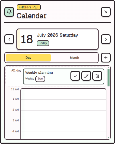 Froppy Pet app feature screenshot